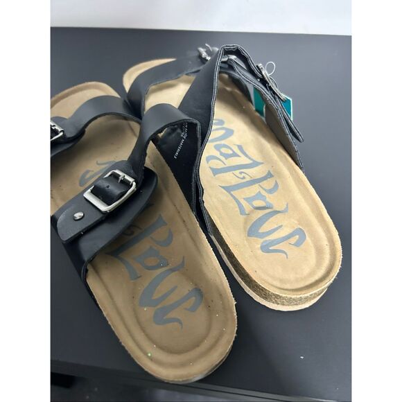 Mad Love Kali Womens 11 Black Double Strap Buckle Adjust Cushion Slide Sandals - Picture 4 of 5